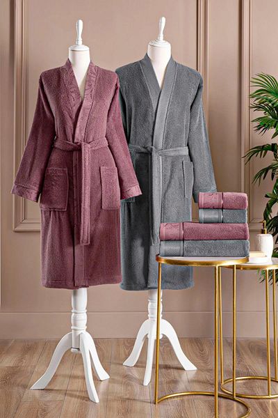 FAVORA Set halate de baie Özdilek Ditsy Family - Prune - Antracit