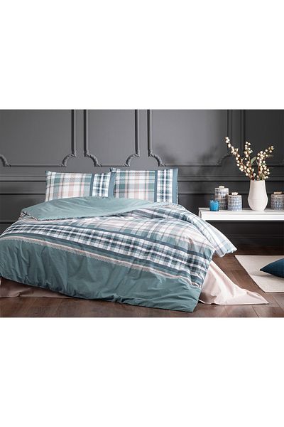 FLORETTA Set cuvertură dublă Blue Madras