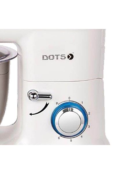 DOTS Enhanced Stand Mixer with 6 Mixing Speeds and A 7 Liter Stainless Steel Bowl - 1100 Watt - White