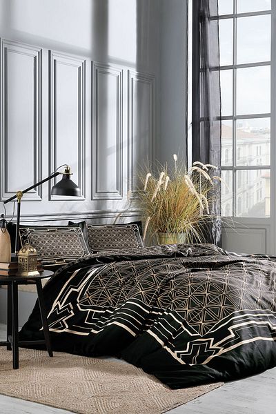 Özdilek Set cuvertură de pilota din satin dublu Soft Life Art Deco