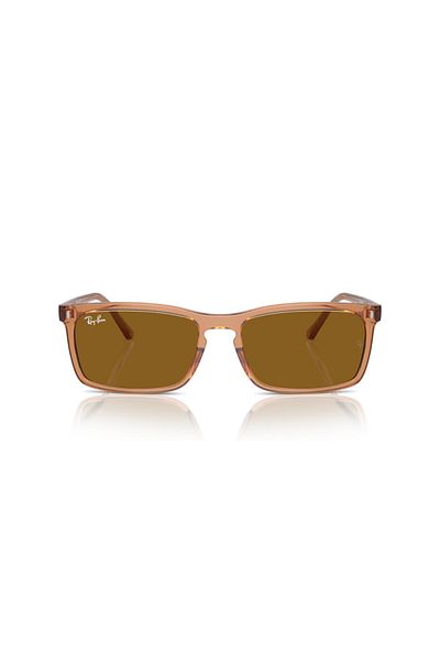 Ray-Ban نظارة شمسية مستطيلة للجنسين من راي بان - Rb 4435 - مقاس العدسة: 56 مم - بني شفاف