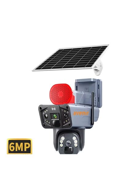 AVENİR Güneş Enerjili Sim Kartlı 4g 6mp Solar Güvenlik Kamerası,10x Zoom,360 Güçlü Batarya