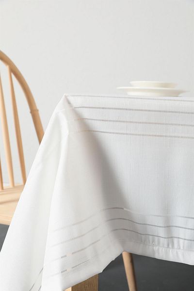 FAVORA Azalea Stain Resistant Tablecloth 160x220 - Ecru