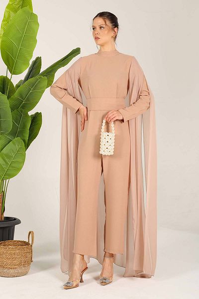 Melike Tatar Chiffon Jumpsuit - Stone Detailed, Model 32-6121