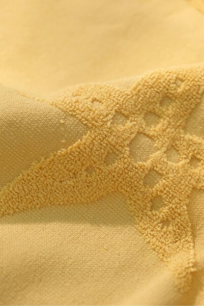 FAVORA Κίτρινη τάση ανάγλυφη πετσέτα θαλάσσης 100% βαμβακερή