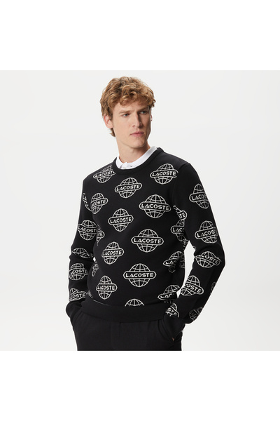 Lacoste Erkek Regular Fit Uzun Kollu Bisiklet Yaka Siyah Triko