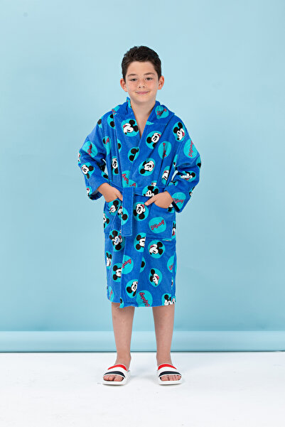 Özdilek Mickey Mouse Smile Disney Lisanslı Kapüşonlu Çocuk Bornozu 5/6 Yaş