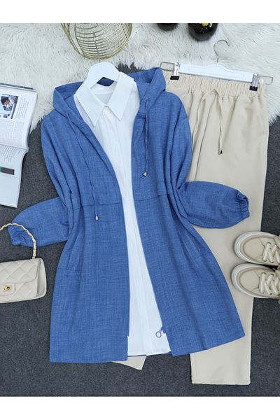 Modamorfo Indigoblaue Leinenkappe – Taschendetail