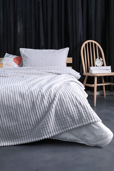 FAVORA Merinos Modern Line 2 Piece Single Blanket Set - Gray
