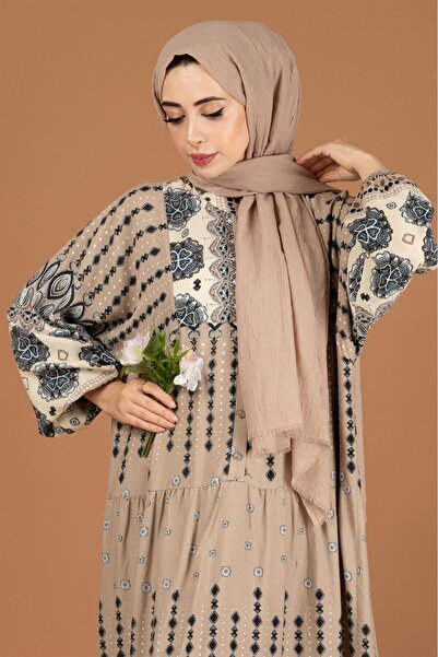 Sevitli Φόρεμα Viscon με μικτό σχέδιο-Mink