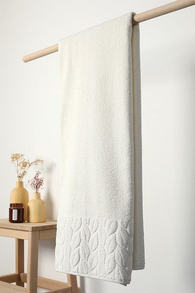 FAVORA Nurpak Hazal 610 Gr Ecru Cotton Bath Towel