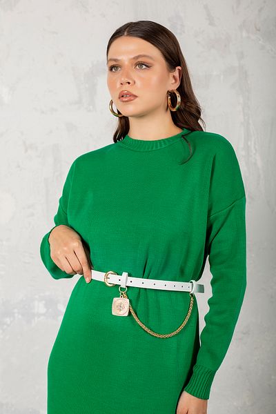 Melike Tatar White Chain Detailed Belt 32-1628