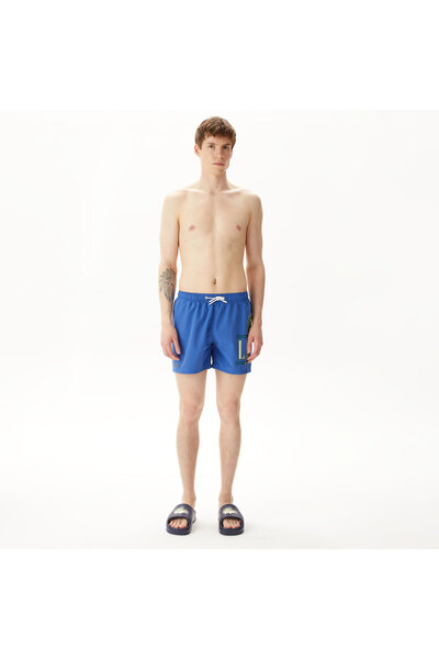 Lacoste Baskılı Erkek Mavi Deniz Şortu
