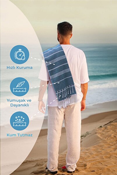 FAVORA Peştamal Plaj Havlusu 90x140 - Mavi