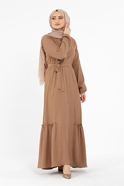 Sevitli Φόρεμα περιτυλιγμένο με ζώνη - Milk Brown