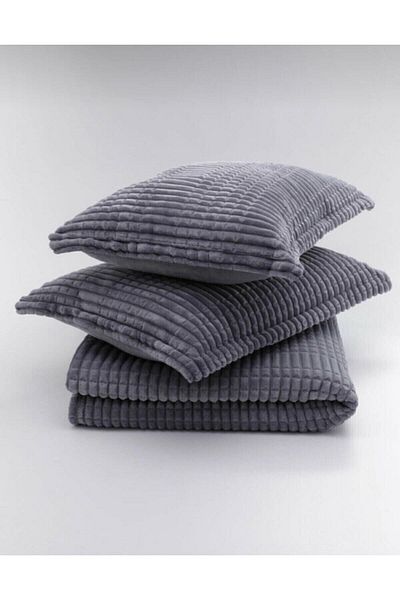 Merinos Modern Line Dark Gray Blanket Set - 3 Pieces