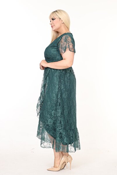 modayız Φόρεμα με διπλό στήθος με πράσινη δαντέλα - 15D-2582