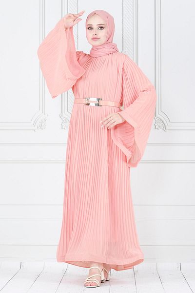 Sevitli Rochie de seara din sifon Diva cu maneci cu volan - pudra