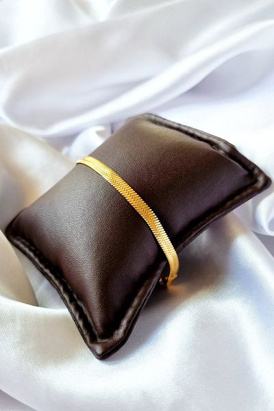 Trade Bazaar Italian Flat Chain 316l Steel Gold Color Bracelet