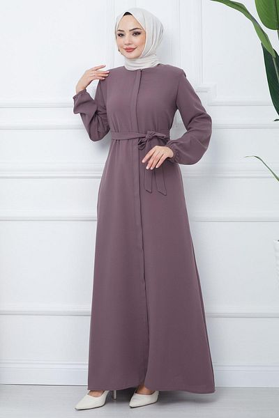 hafsamina Ferace Dried Rose Belted with Hidden Placket HM2361