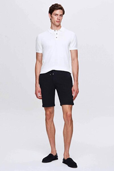 D'S Damat Ds Damat Slim Fit Λευκό Πλεκτό Καλοκαιρινό Πλεκτό Μπλουζάκι από ρεγιόν