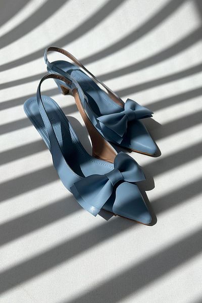 nope21shoess Pera Blue Mini Heeled Shoes