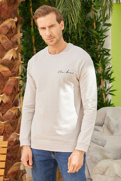 odelon Ανδρικό γκρι αθλητικό φούτερ - Crew Neck, Casual