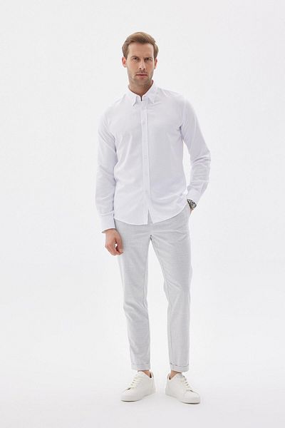 odelon Cămașă Oxford albă Slim Fit pentru bărbați - Ușor de călcat, Mars36
