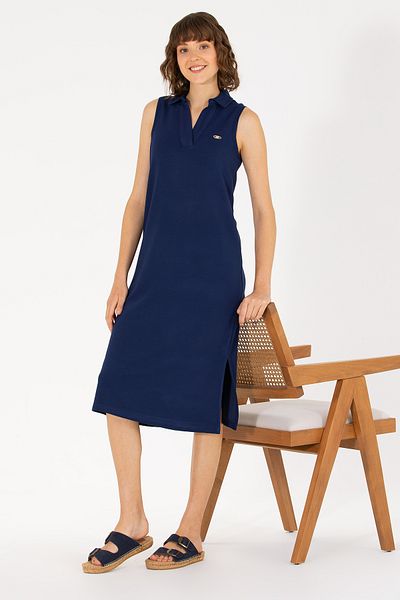 U.S. Polo Assn. Rochie tricotată cu gât polo bleumarin pentru femei 50263593 -vr033