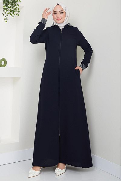 hafsamina هوديي مضلع Ferace أزرق داكن HM2395