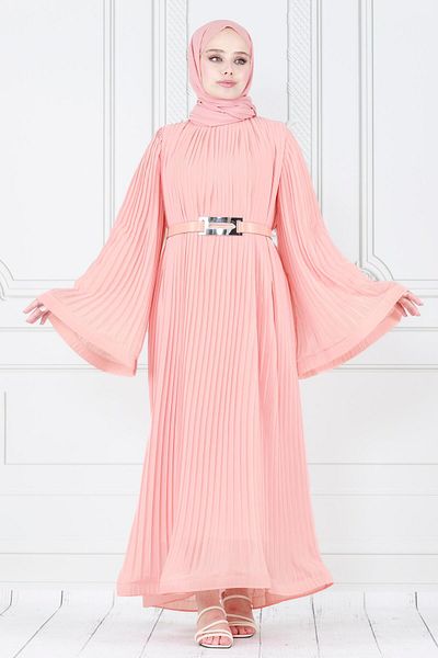 Sevitli Rochie de seara din sifon Diva cu maneci cu volan - pudra