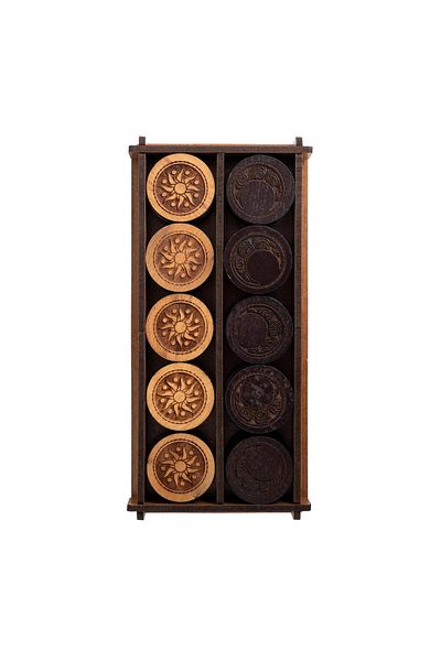 Anadolia Number 2 Moon and Sun Patterned Wooden Backgammon Scale and 2 Piece Dice Set