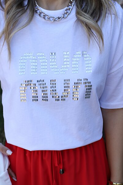 bytugcekaya Tricou alb cu piatră spartă de mărime standard