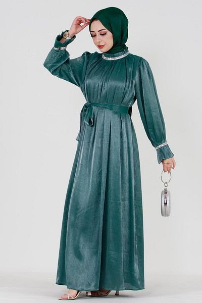 Sevitli Rochie de seara Silvery Stone-verde smarald