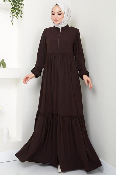 hafsamina HM2034 Model Brown Ferace - Gather Detailed