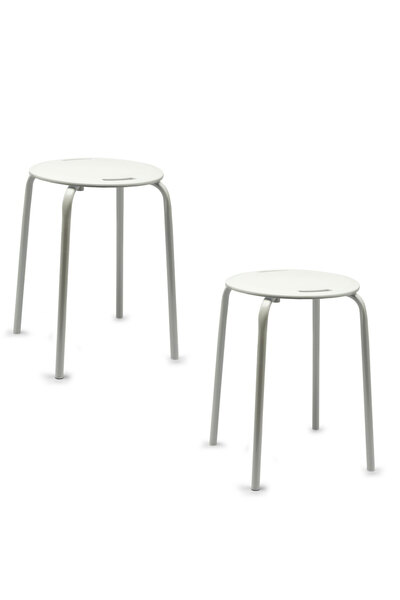 Prima Nova Banyo Mutfak Tabure Beyaz 2'Li