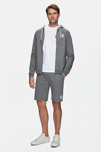 UCLA RANDY Koyu Gri Baskılı Standard Fit Erkek Örme Şort