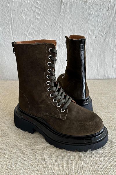 nope21shoess Μπότες Bloom Khaki από γνήσιο δέρμα σουέντ