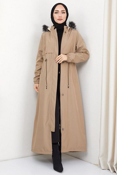 hafsamina Fur Lined Full Length Bondit Coat Mink HM2331