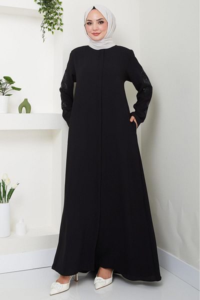 hafsamina Nihan μανίκια με πέτρες Ferace Black Hm2485
