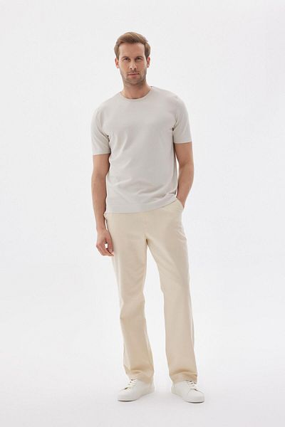 odelon Men's Beige Rayon Knitwear T-shirt - Limited, Short Sleeve