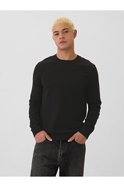 GAP Erkek Siyah %100 Pamuk Crew Kazak