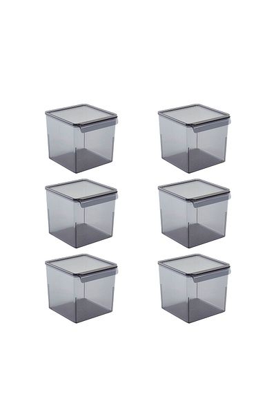 Prima Nova Transparent Black Refrigerator with Lid - 165*178*160mm, 6 Pieces Storage Container