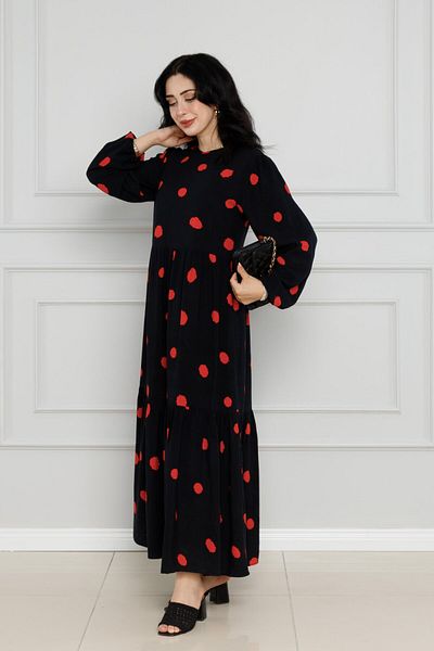 Sevitli Rochie roșie Septembrie - Buline și brâu