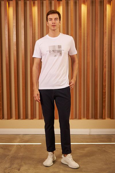 odelon Tricou alb pentru bărbați - Comfort Fit, imprimat, Self Observation Mars11