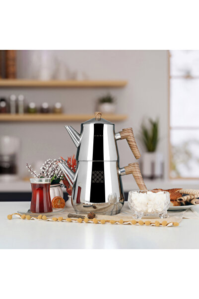 Serenk Definice Turkisches Teekanne-Set, konvice, Brauner Griff