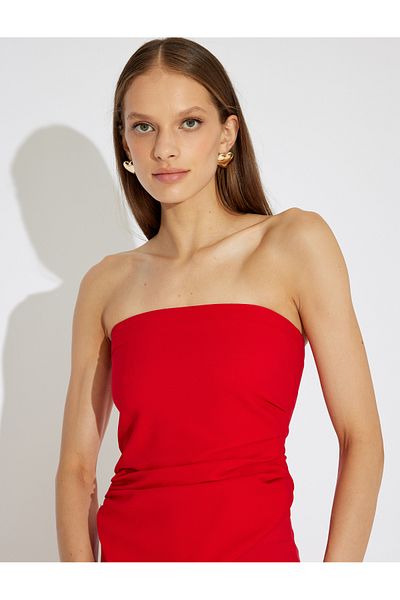 Koton X Zeynep Cushion - Asymmetrical Drape Detailed Strapless Top