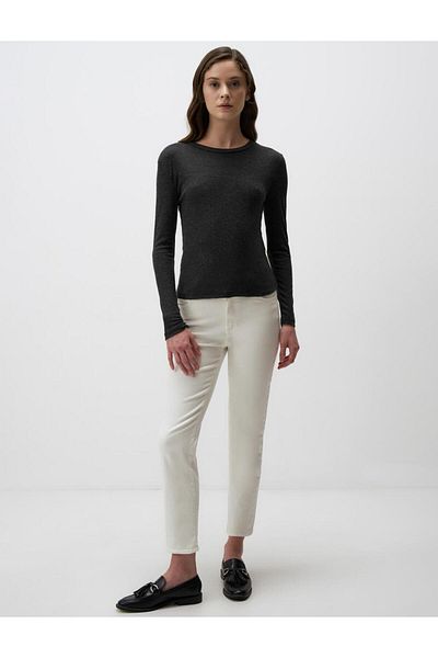 Jimmy Key Black Round Neck Long Sleeve Knitted Blouse