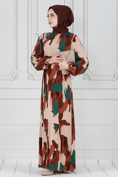 Sevitli Green Viscose Dress - Brush Blow and Belted