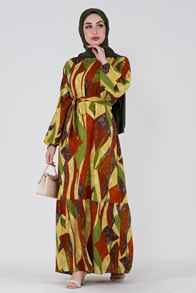 Sevitli Κίτρινο Φόρεμα Viscose Azalea - Flounced Skirt